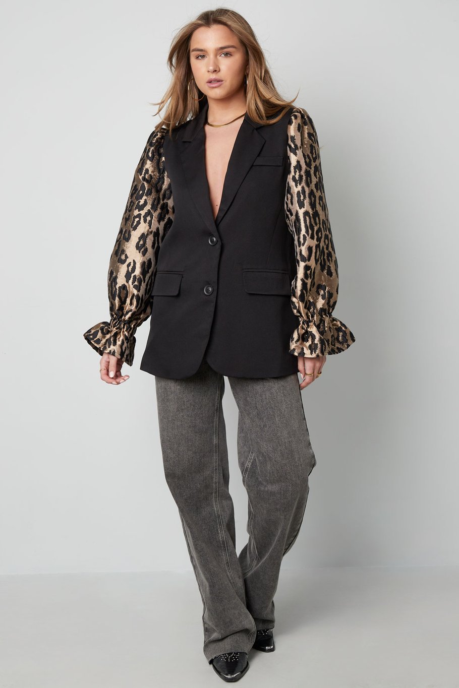 Girly blazer panther sleeves - Black brown Picture3